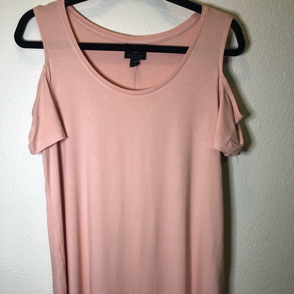 M Collection Baby Pink Cold Shoulder Top Size Small